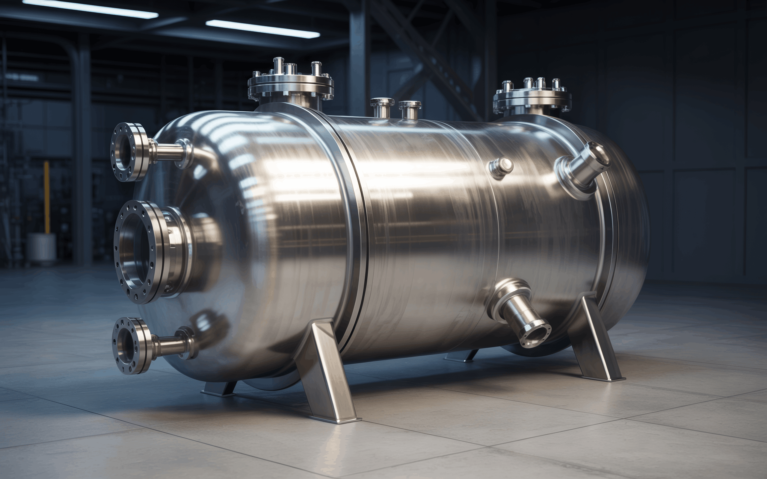 PED 2014/68/EU certified stainless steel industrial pressure vessel with nozzles and CE marking for European applications